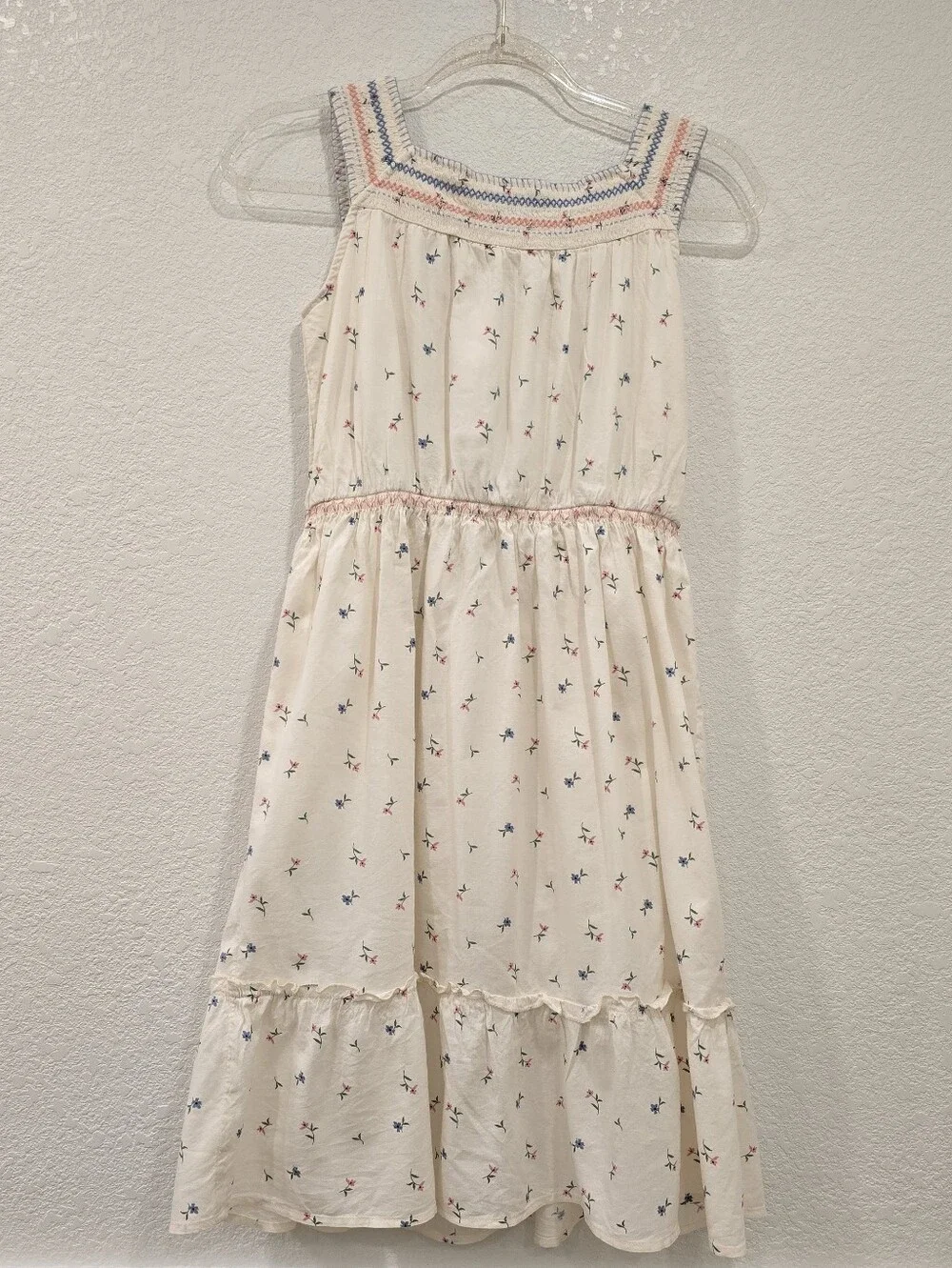 Old Navy cinched-waist dress ditsy floral embroidered Square Neckline XL 14-16 - Picture 4 of 6